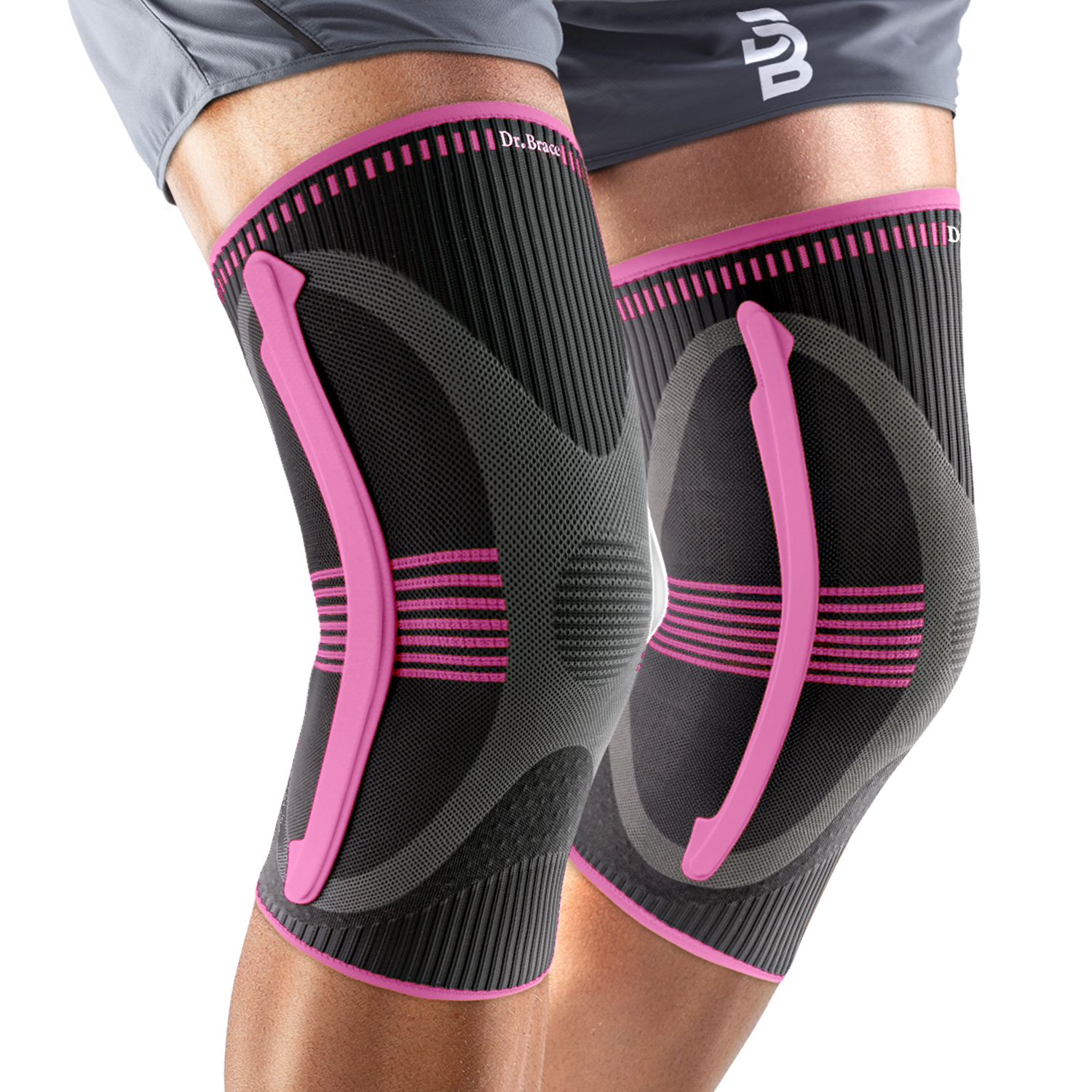 Dr. Brace 2 Pack Knee Compression Sleeve with Side Stabilizers - Orion