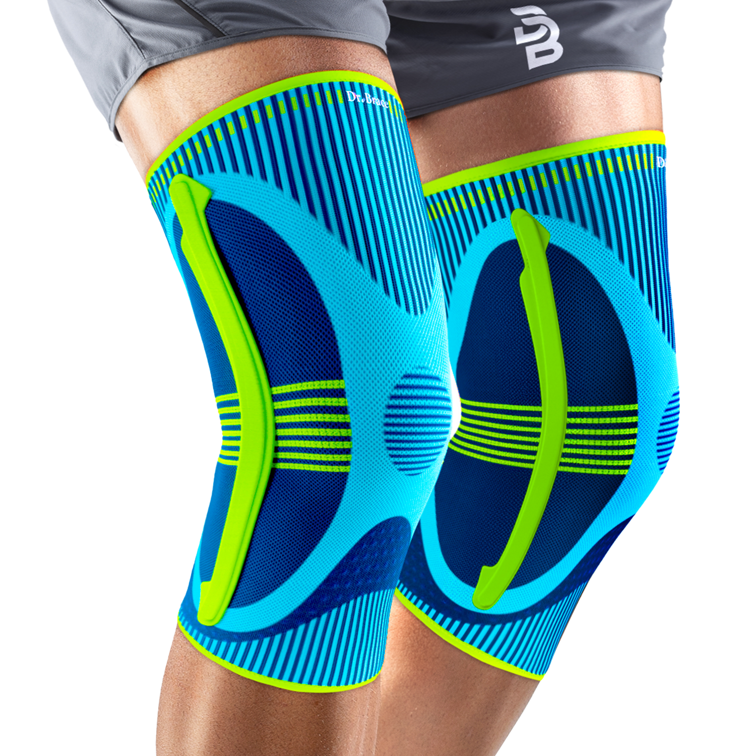 Dr. Brace 2 Pack Knee Compression Sleeve with Side Stabilizers - Zeus