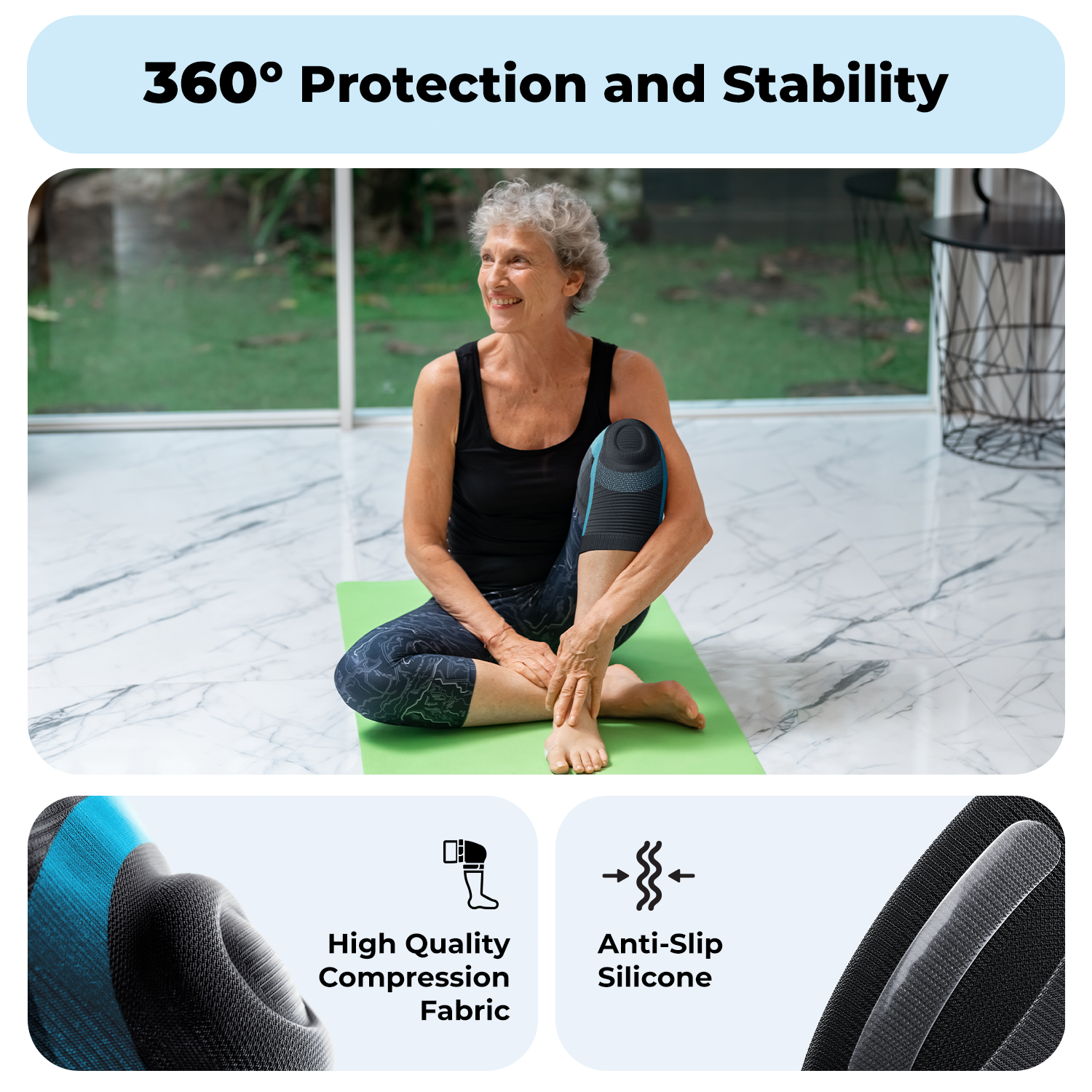 Dr. Brace Knee Sleeve With patella gel pad - Black / Blue color