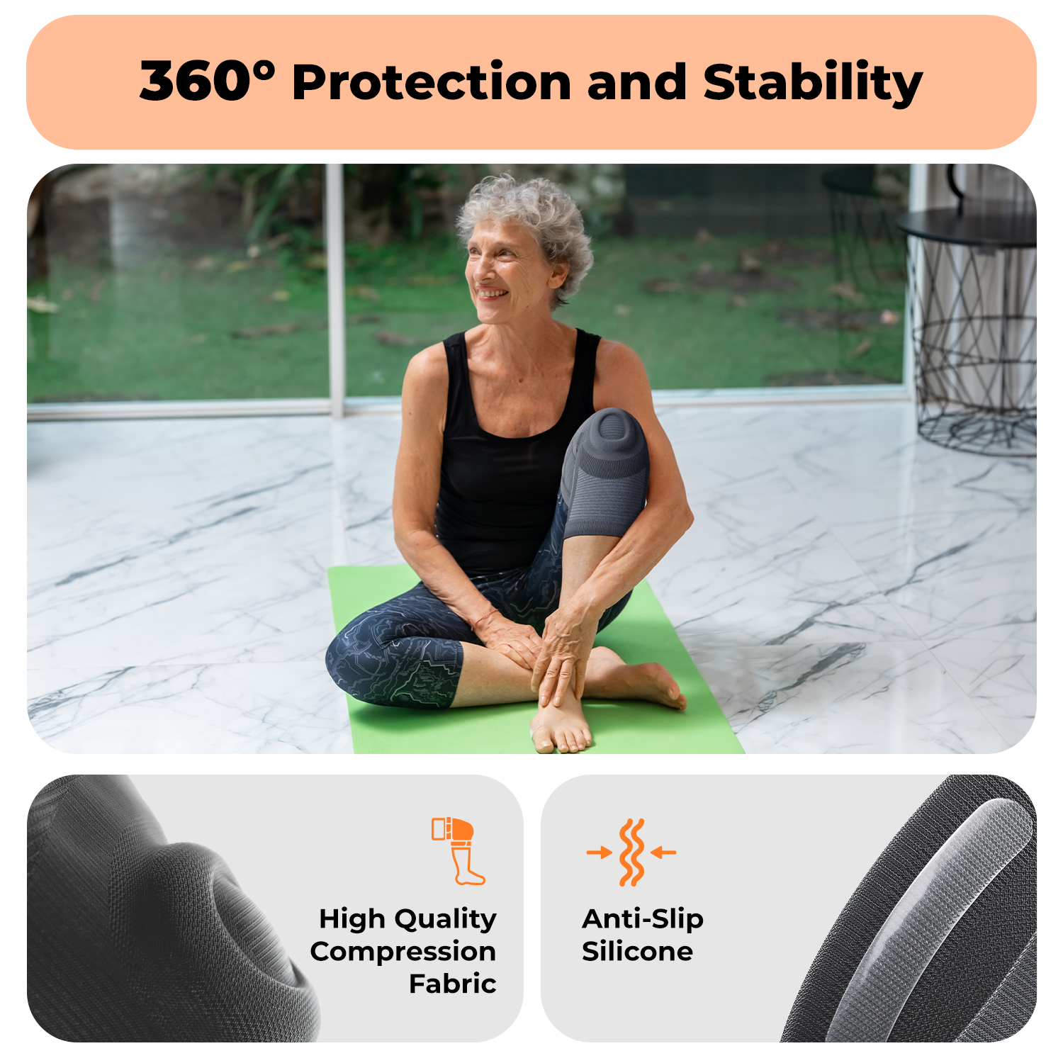 Dr. Brace Knee Sleeve With patella gel pad - All Grey color