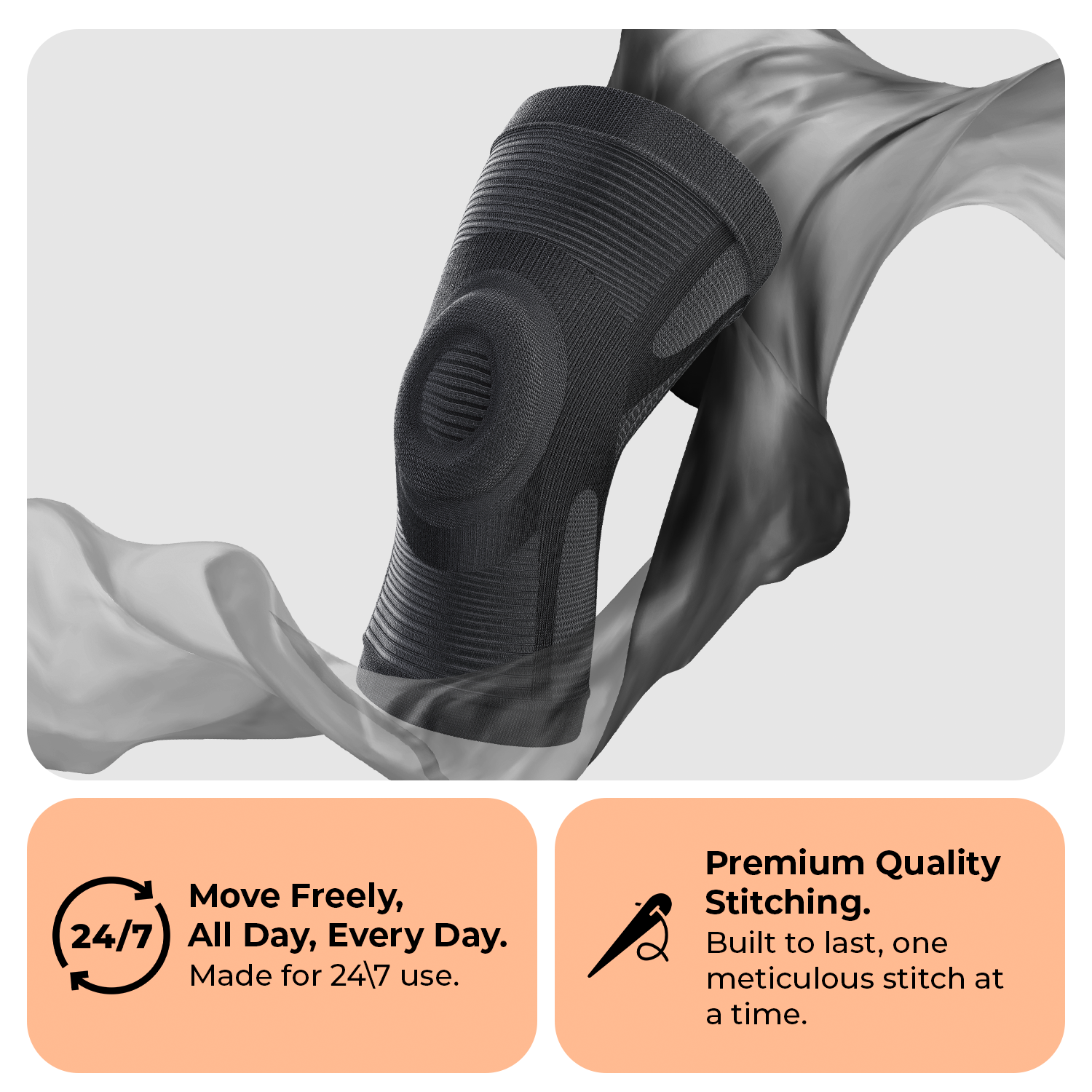 Dr. Brace Knee Sleeve With patella gel pad - All Black color