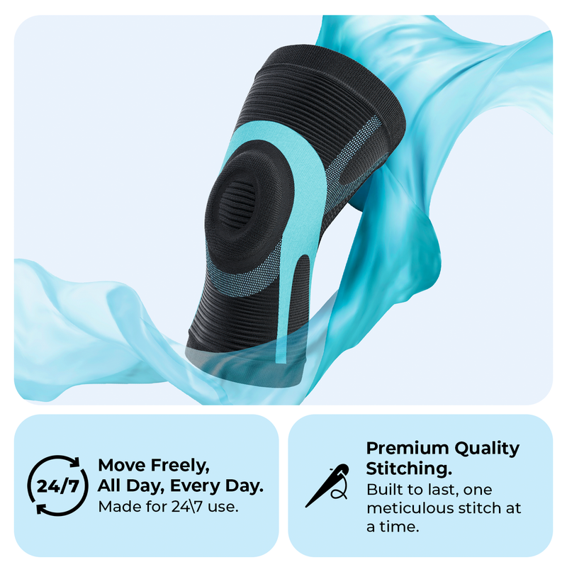 Dr. Brace Lightweight Knee Brace with Patella Gel Pad - Black / Blue color