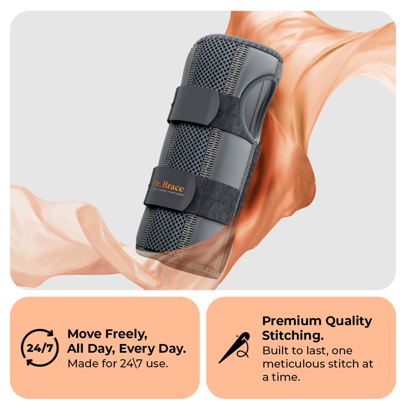 Dr. Brace Adjustable Wrist Brace with Top and Bottom Splints & Therapeutic Cushion Pillow - All Gray color