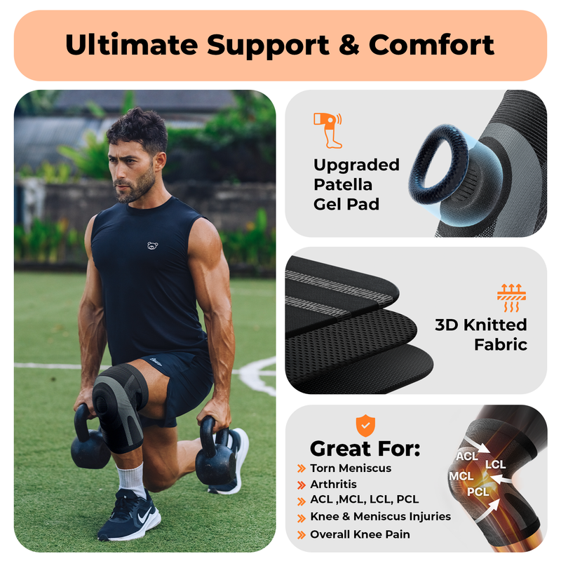 Dr. Brace Knee Sleeve With patella gel pad - Black / Grey color