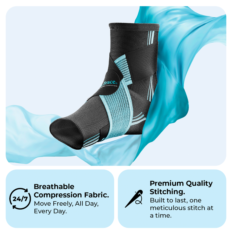 Dr. Brace Ankle Brace with double side gel pads and adjustable strap - Black / Blue color
