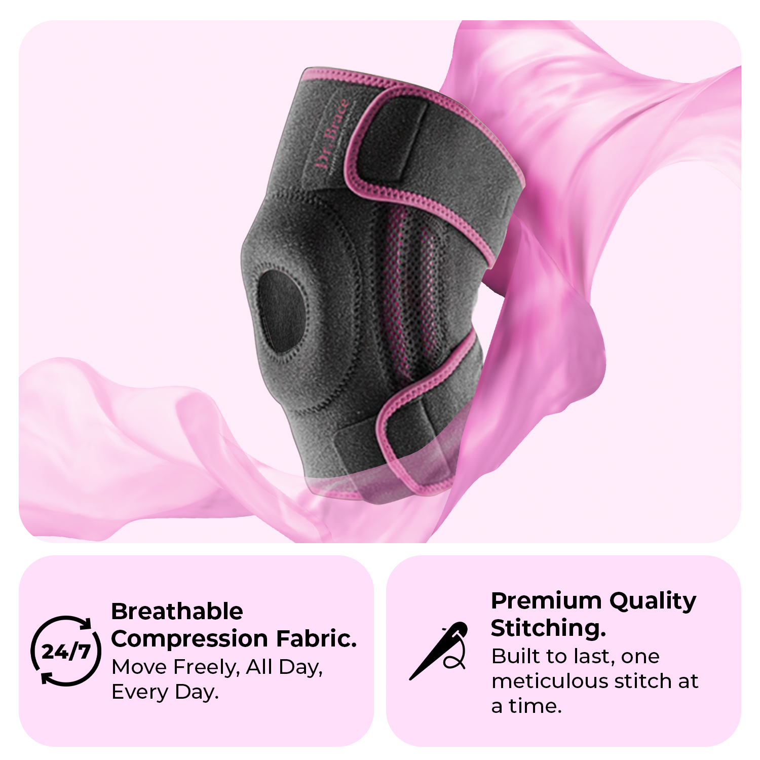 Dr. Brace Elite Knee Brace with Side Stabilizers & Patella Gel Pad - Orion color