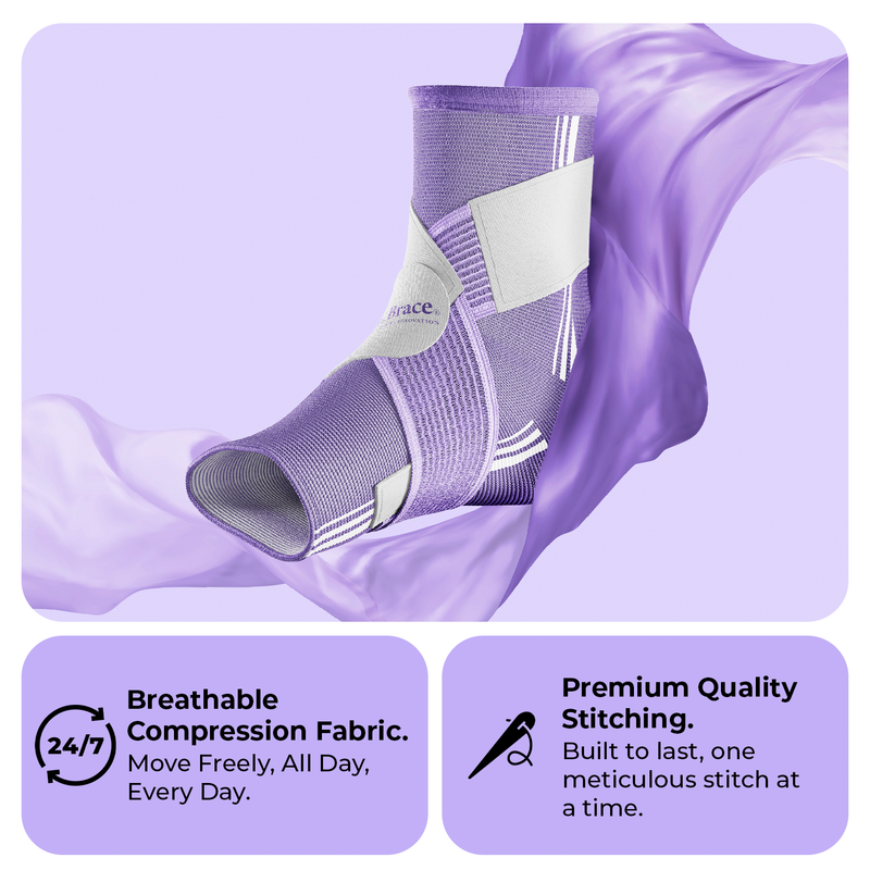 Dr. Brace Ankle Brace with double side gel pads and adjustable strap - Purple / White color
