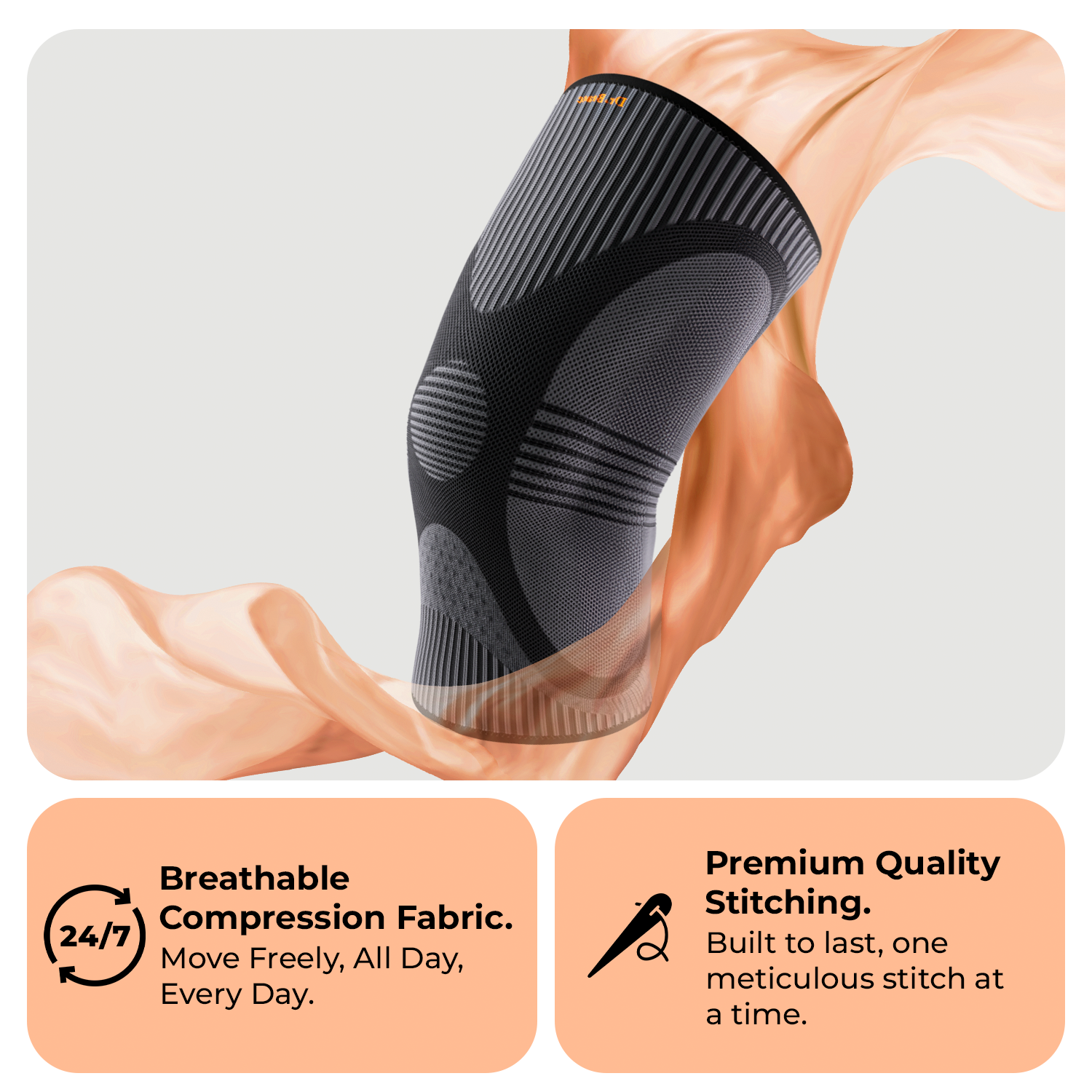 Dr. Brace 2 Pack Knee Compression Sleeve with Side Stabilizers - Pluto