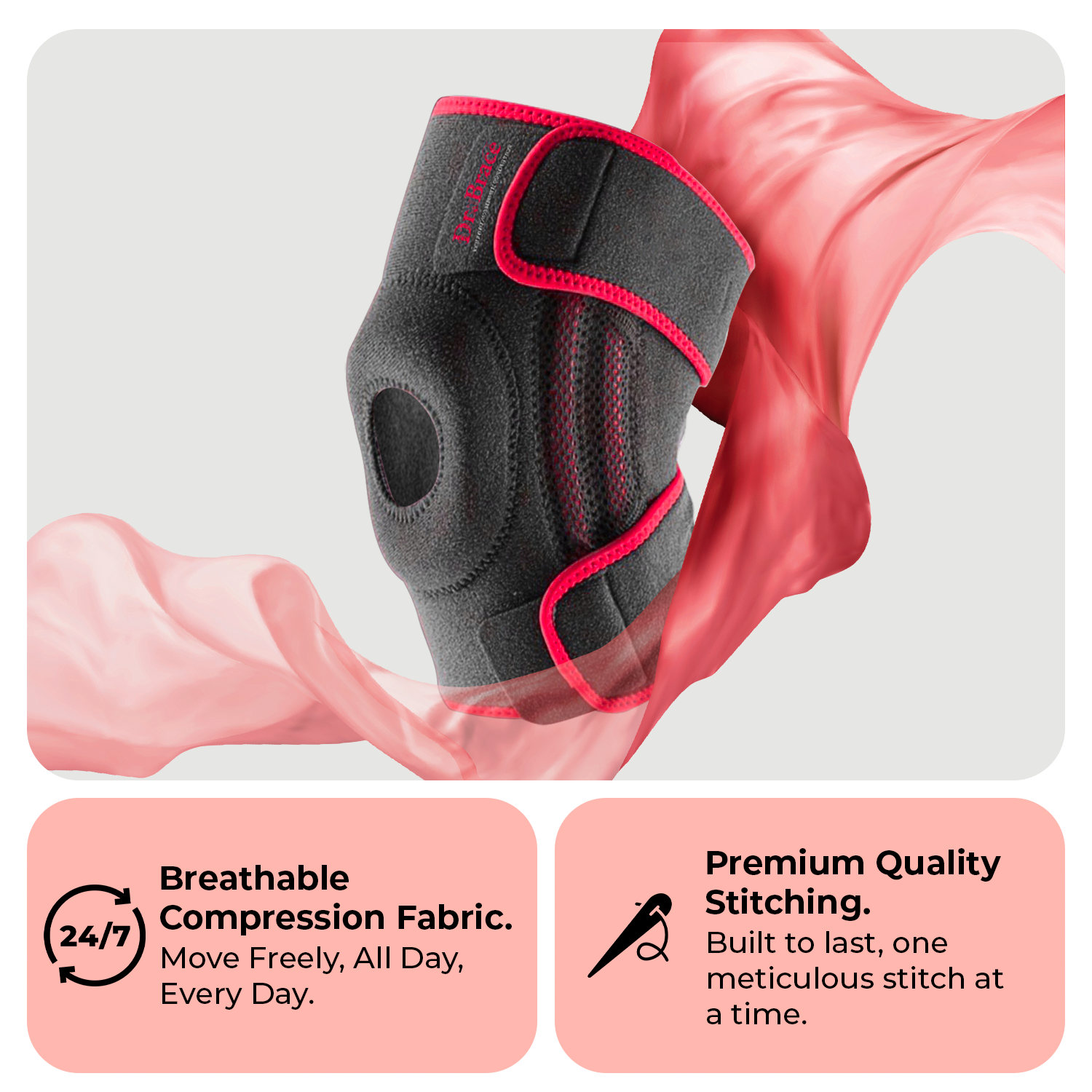 Dr. Brace Elite Knee Brace with Side Stabilizers & Patella Gel Pad - Sunrise color