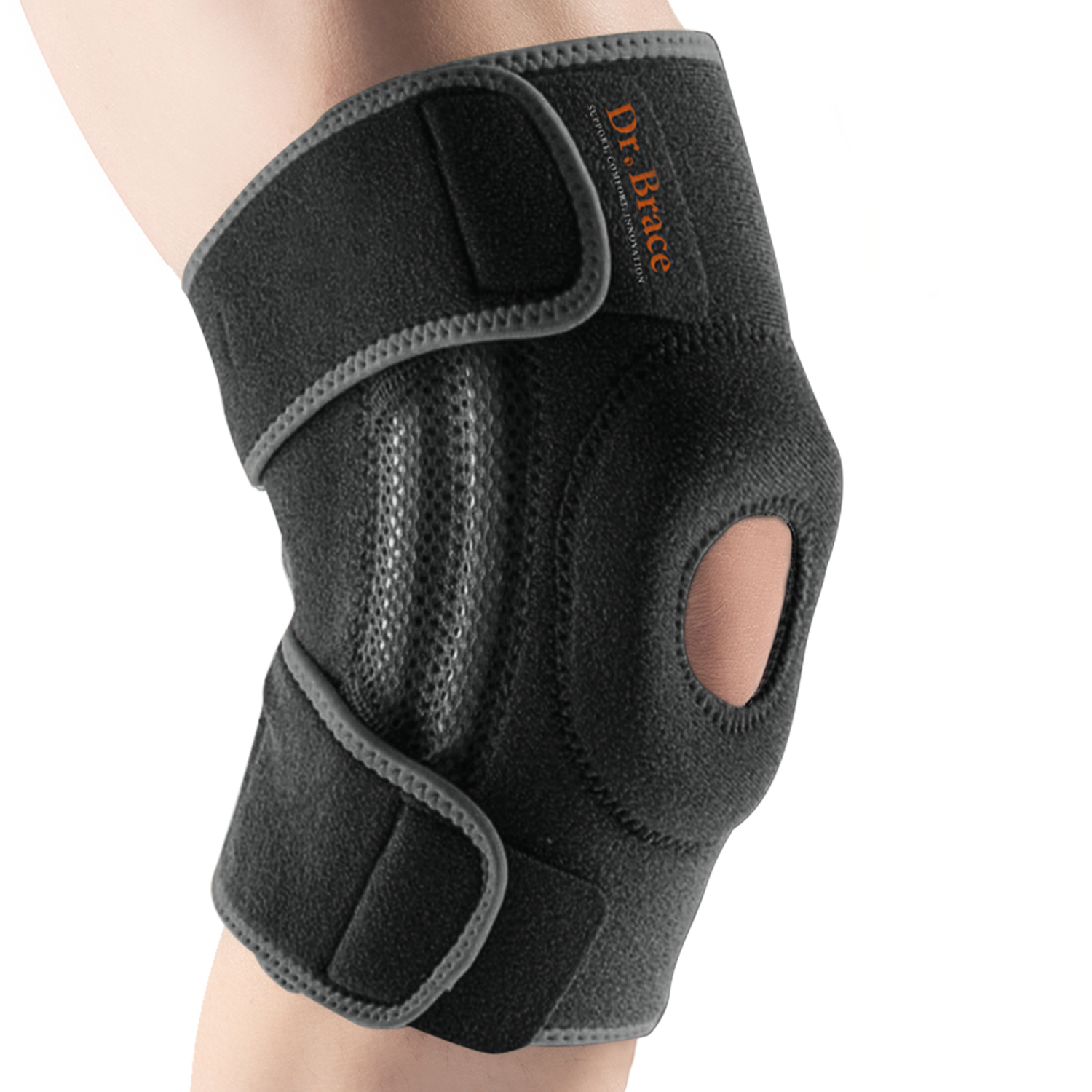 Dr. Brace Elite Knee Brace with Side Stabilizers & Patella Gel Pad - Mercury color