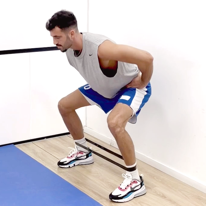 Banded Side Step to Squat