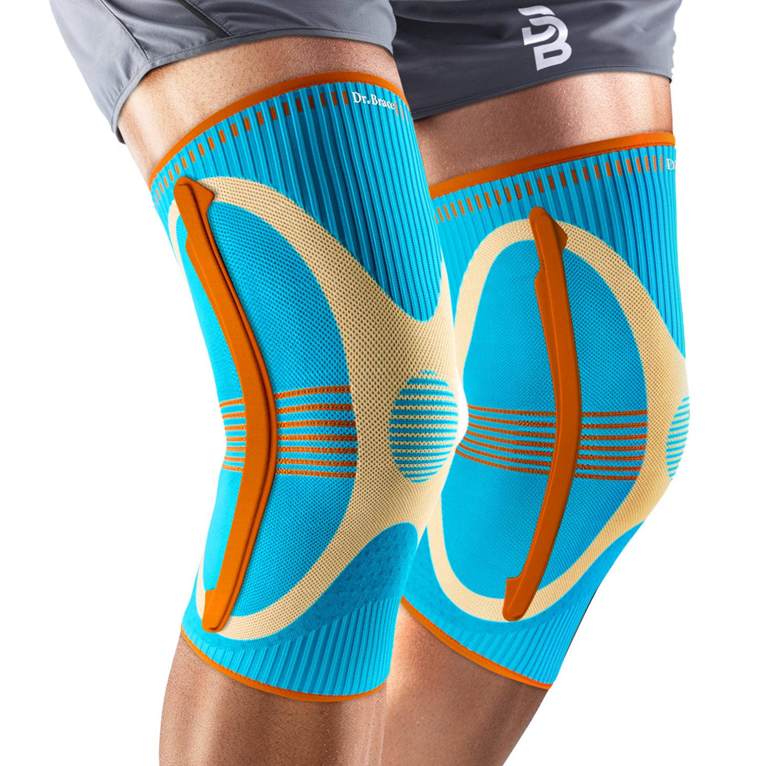 Dr. Brace 2 Pack Knee Compression Sleeve with Side Stabilizers - Olympus