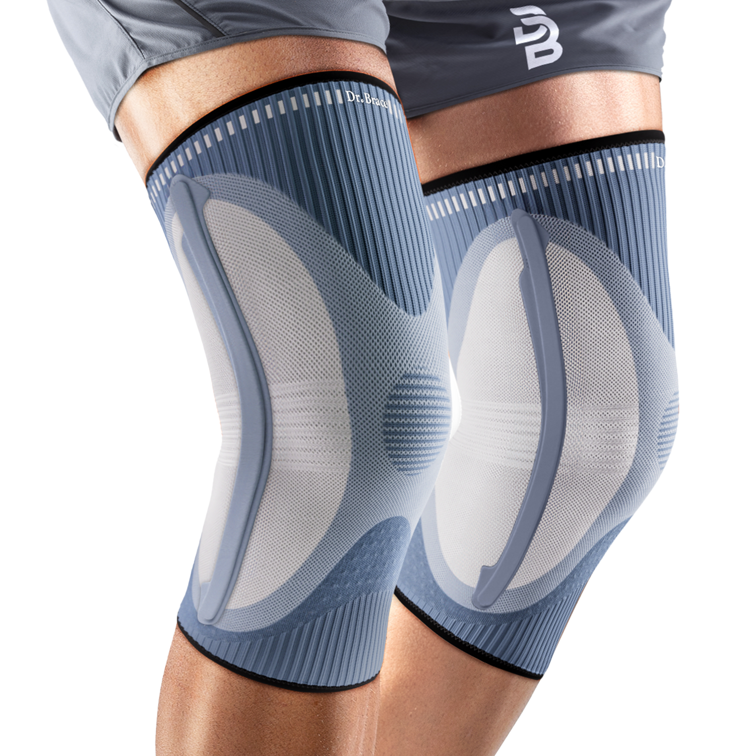 Dr. Brace 2 Pack Knee Compression Sleeve with Side Stabilizers - Uranus