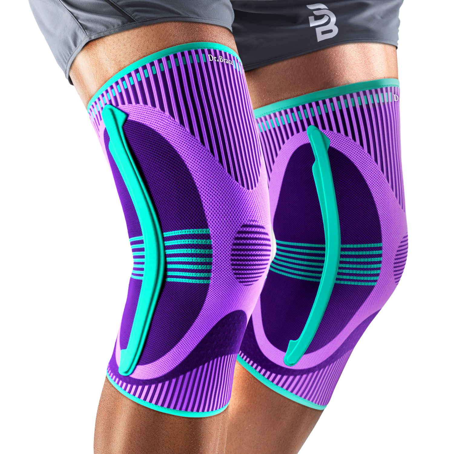 Dr. Brace 2 Pack Knee Compression Sleeve with Side Stabilizers - Galaxis
