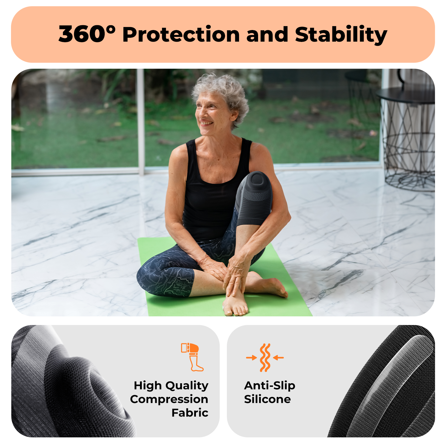 Dr. Brace Knee Sleeve With patella gel pad - Black / Grey color