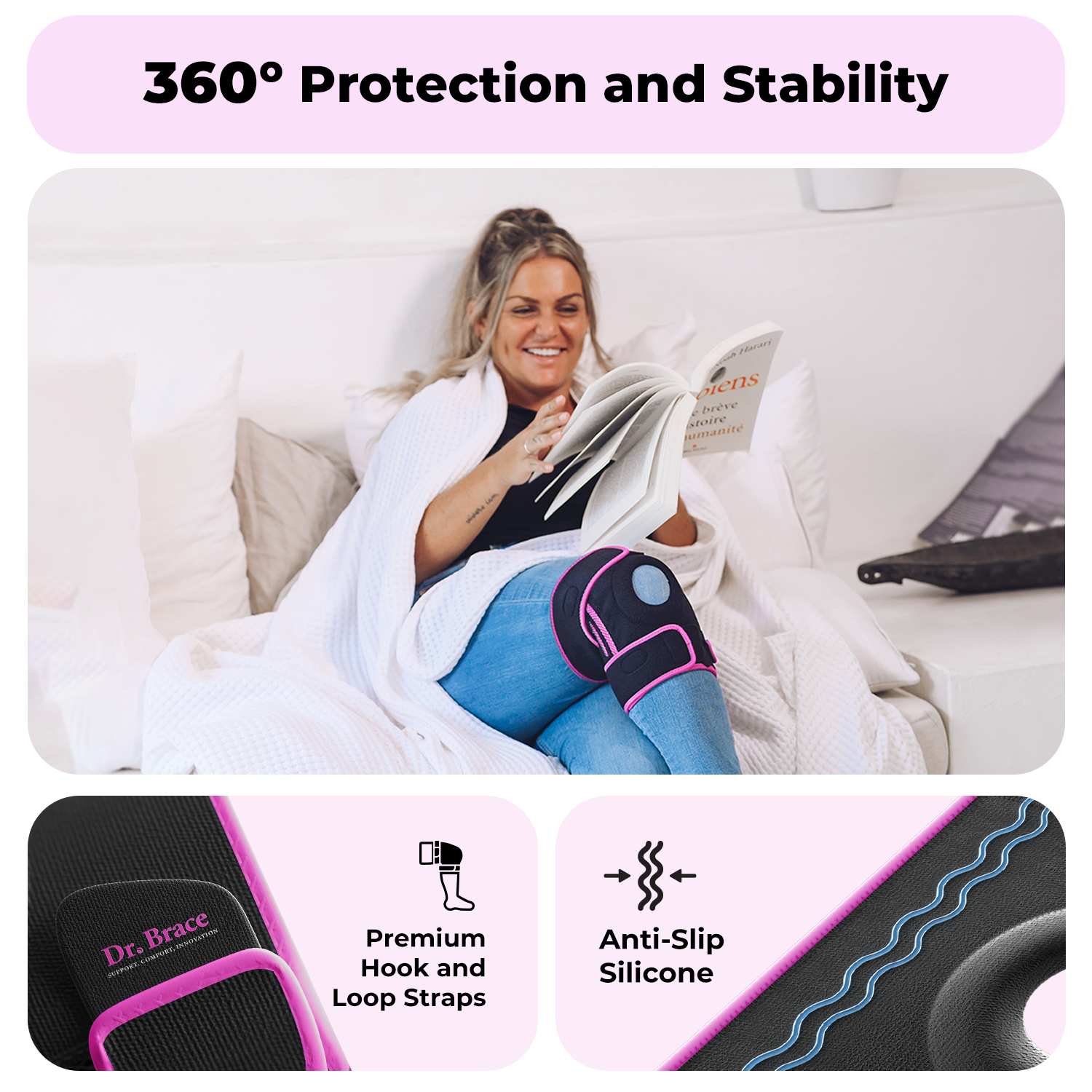 Dr. Brace Elite Knee Brace with Side Stabilizers & Patella Gel Pad - Orion color