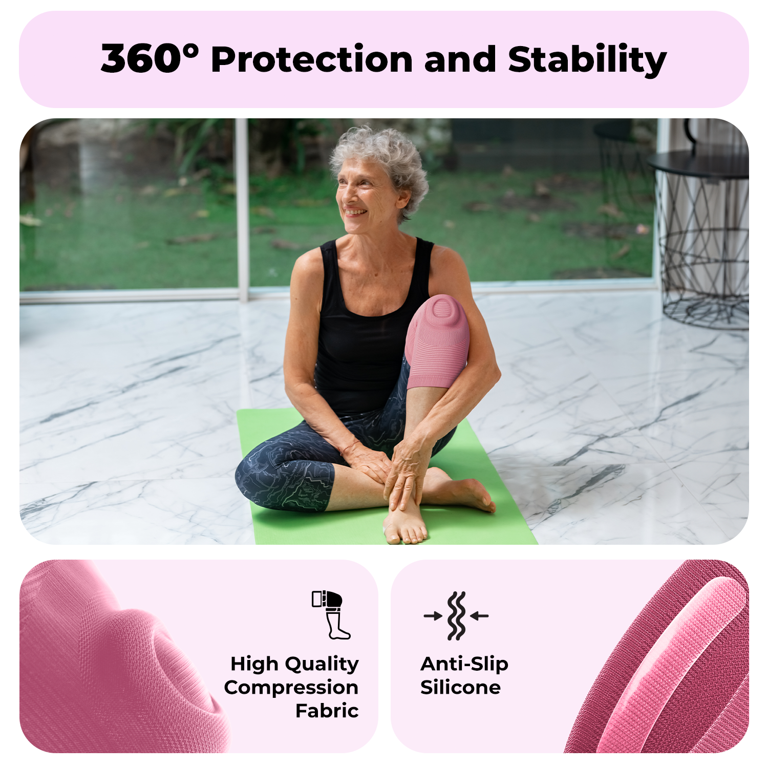 Dr. Brace Knee Sleeve With patella gel pad - All Pink color