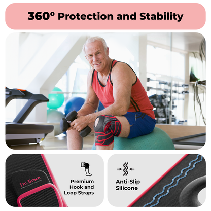 Dr. Brace Elite Knee Brace with Side Stabilizers & Patella Gel Pad - Sunrise color