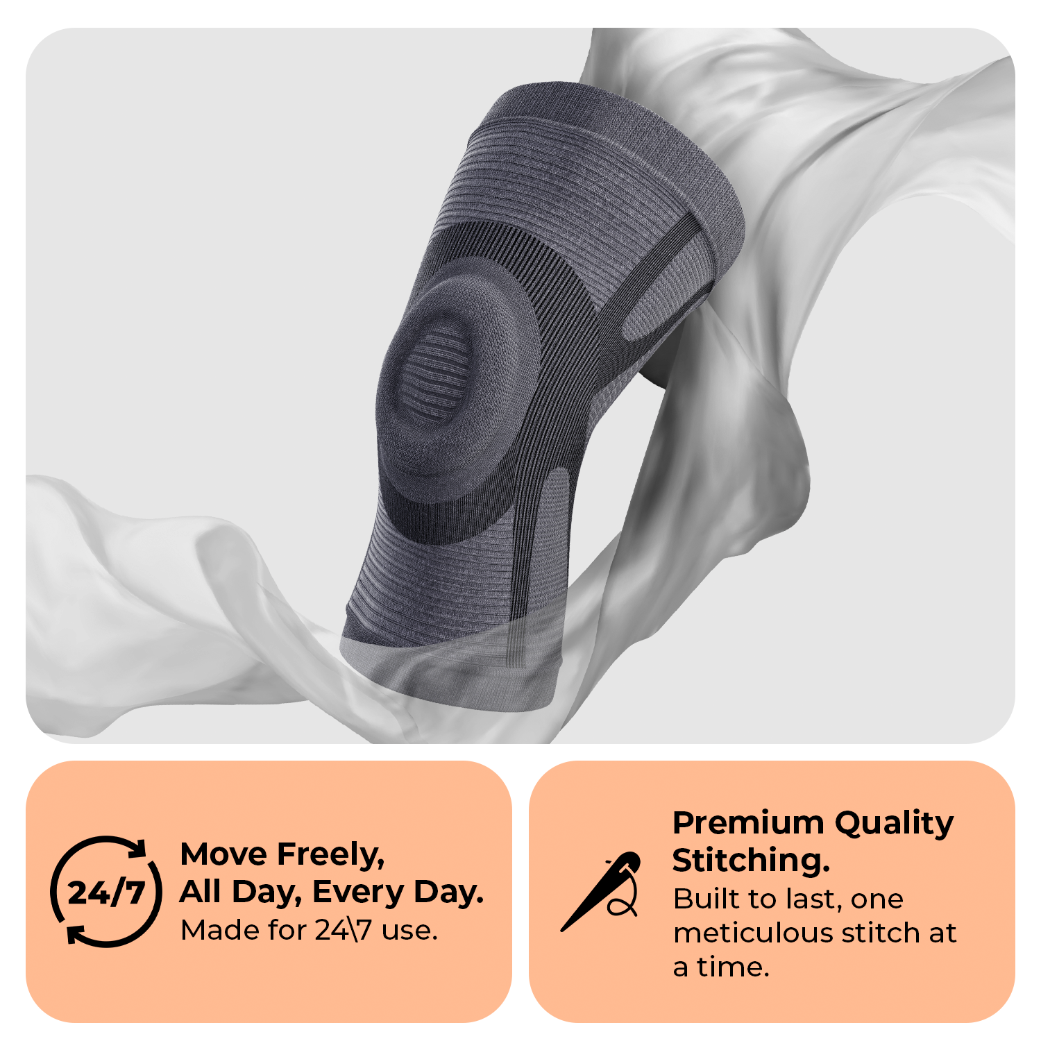 Dr. Brace Knee Sleeve With patella gel pad - All Grey color