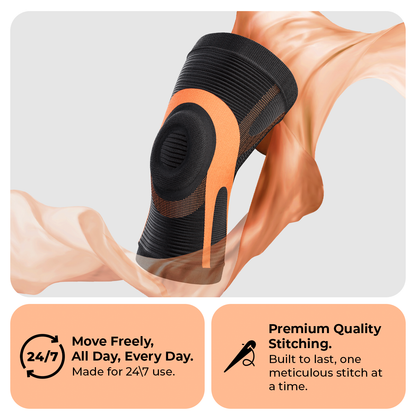 Dr. Brace Lightweight Knee Brace with Patella Gel Pad - Black / Orange color