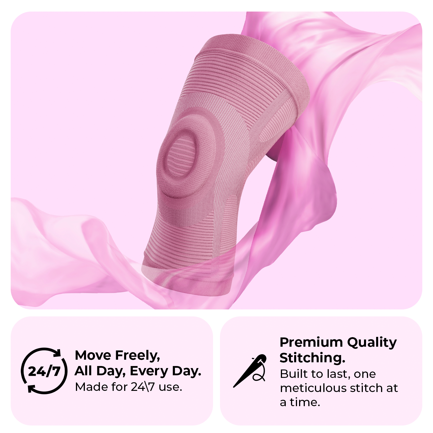 Dr. Brace Knee Sleeve With patella gel pad - All Pink color