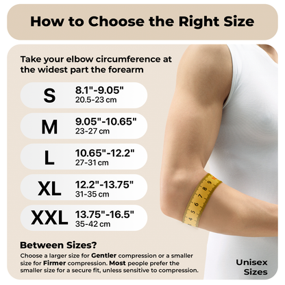 Dr. Brace Elbow Brace with side gel pad for inner or outer elbow support and adjustable strap - Beige color