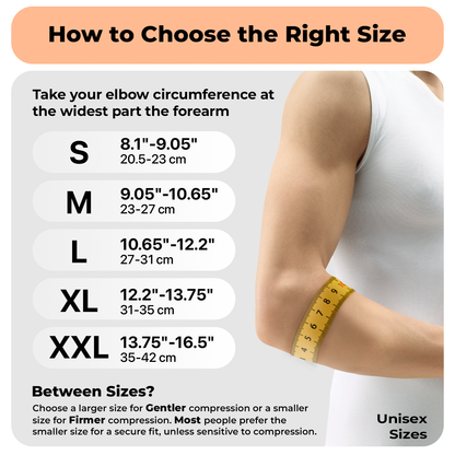 Dr. Brace Elbow Brace with side gel pad for inner or outer elbow support and adjustable strap - White / Grey color