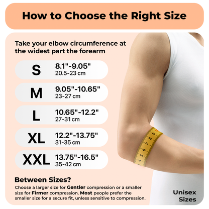 Dr. Brace Elbow Brace with side gel pad for inner or outer elbow support and adjustable strap - Grey / Orange color