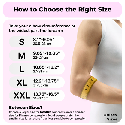 Dr. Brace Elbow Brace with side gel pad for inner or outer elbow support and adjustable strap - Black / Pink color