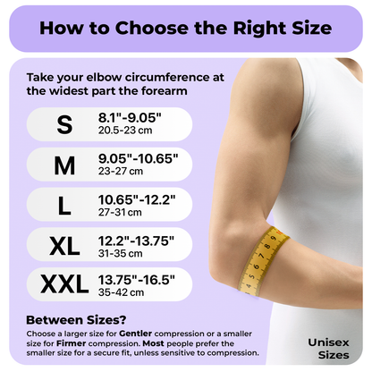 Dr. Brace Elbow Brace with side gel pad for inner or outer elbow support and adjustable strap - Purple / White color