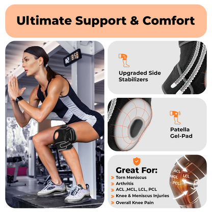 Dr. Brace Elite Knee Brace with Side Stabilizers & Patella Gel Pad - Mercury color