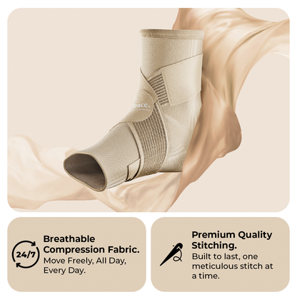 Dr. Brace Ankle Brace with double side gel pads and adjustable strap - Beige color