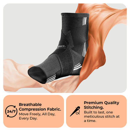 Dr. Brace Ankle Brace with double side gel pads and adjustable strap - Black / White color