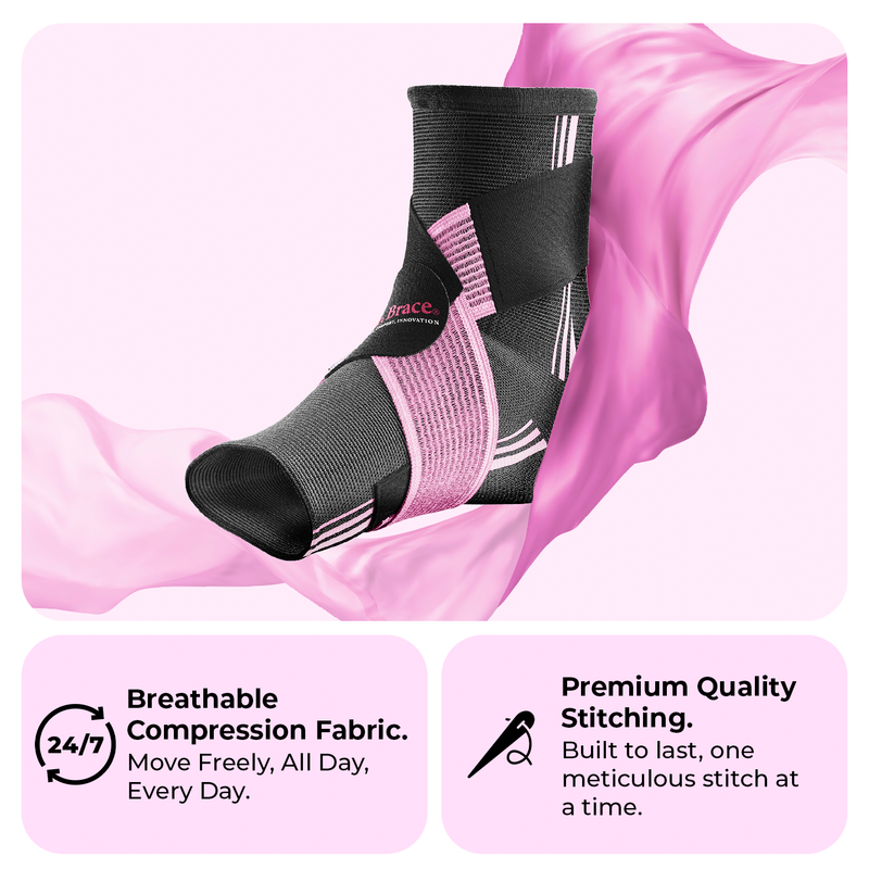 Dr. Brace Ankle Brace with double side gel pads and adjustable strap - Black / Pink color