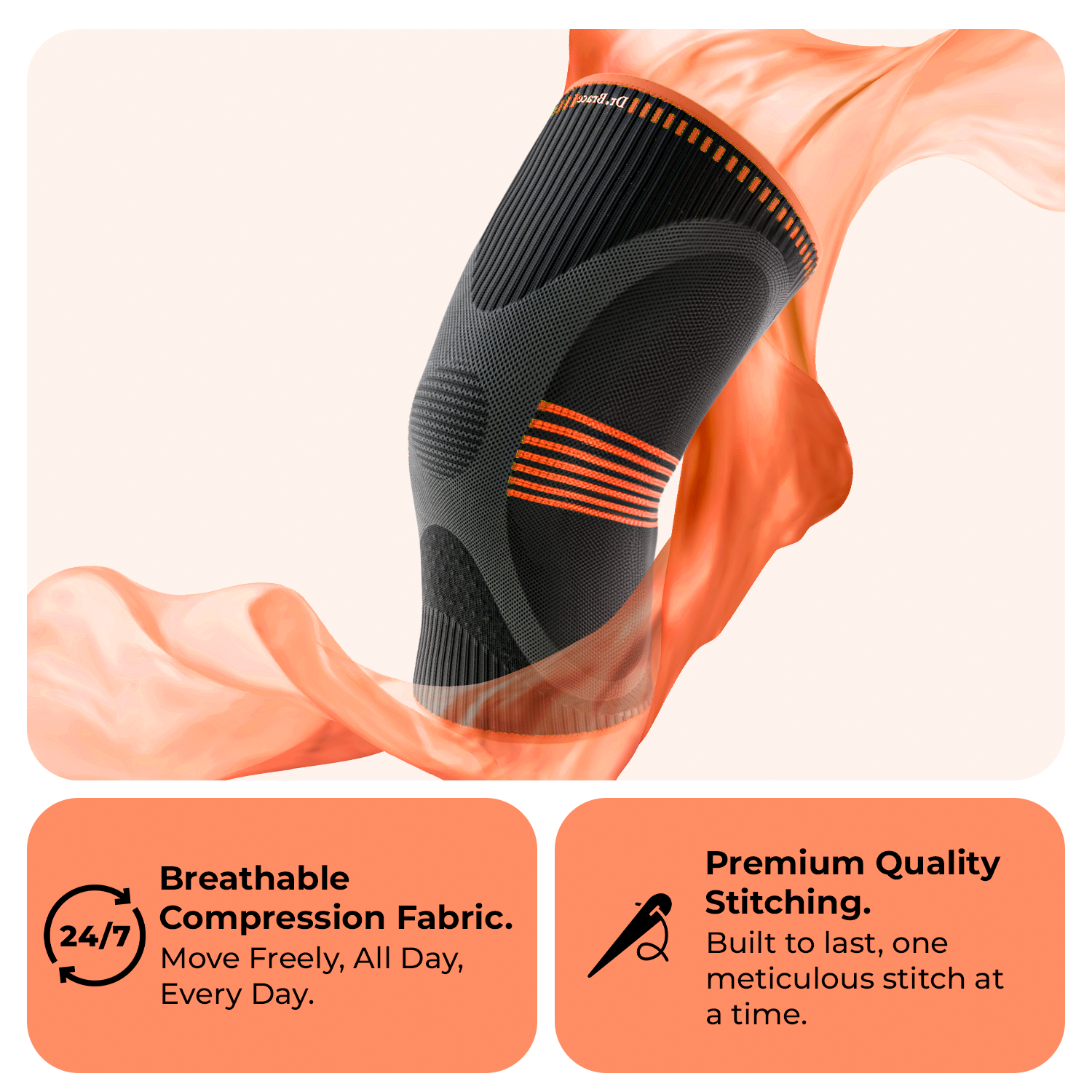 Dr. Brace 2 Pack Knee Compression Sleeve with Side Stabilizers - Mars