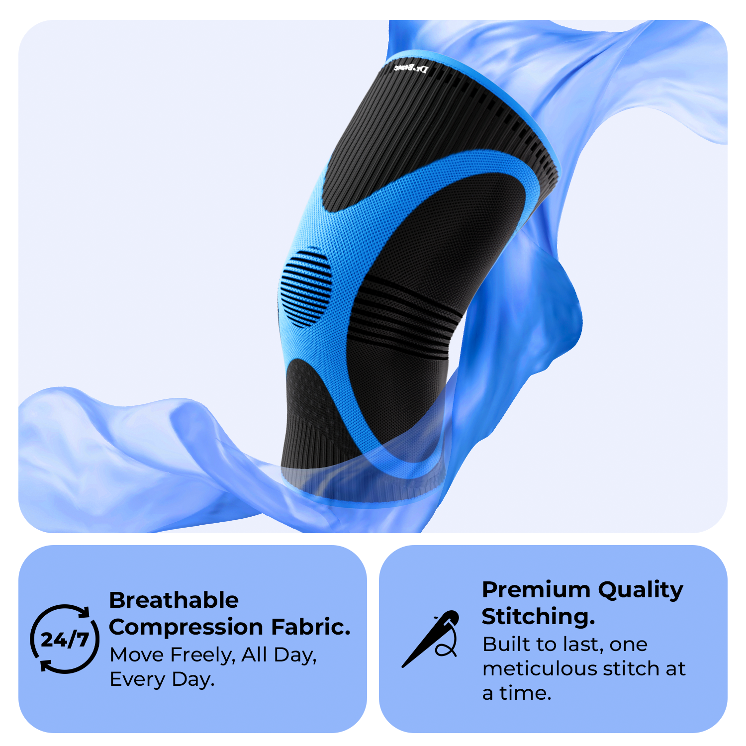 Dr. Brace 2 Pack Knee Compression Sleeve with Side Stabilizers - Neptune