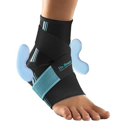 Dr. Brace Ankle Brace with double side gel pads and adjustable strap - Black / Blue color